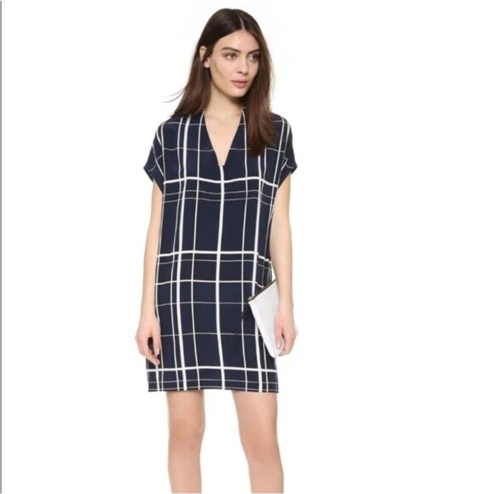 NWT Vince Silk Lattice Mini Dress XS Navy